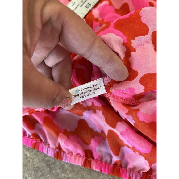 Taj by Sabrina Crippa Beaded Abstract Pink Silk Blouse Top Medium NWOT - Picture 11 of 12